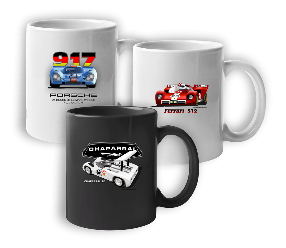 Collection of Mugs with Racing Sports Car Images